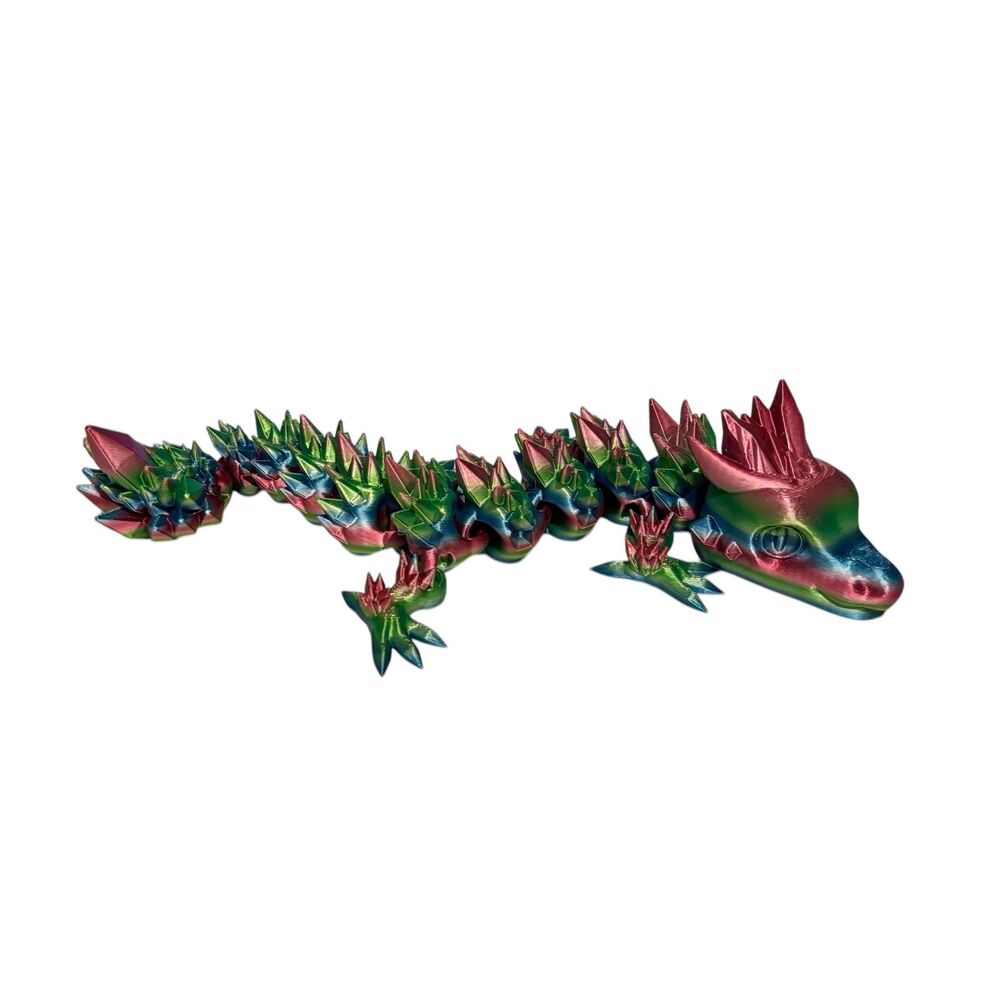 3D Printed - 8" Baby Crystal Dragon - Rainbow 06 - #3408-50